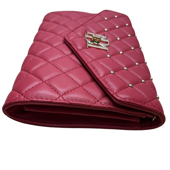 NWT Badgley Mischka Red and Gold Crossbody Bag with Quilted Design - Picture 4 of 13